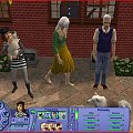 Starsi i ich córka Amelia. Z tyłu są groby Bąblla, Kalarepki i Kory. Na rękach jest Mimi a obok Azor. :D #Sims2 #Zwierzaki