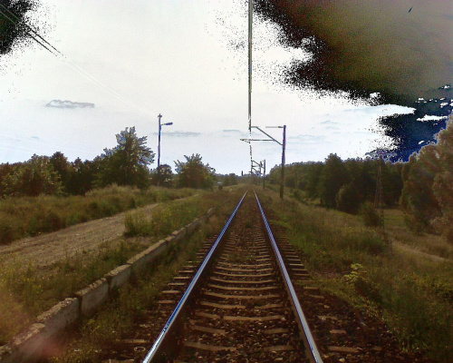 Linia z Tomaszowa do Radomia, kierunek Tomaszów ( efekt solaryzacja ;-) ))) #Białobrzegi #tomaszów #pkp