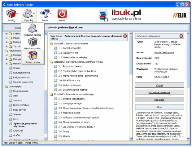 ibuk.pl - katalog publikacji i spis treści wskazanej książki