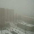 Poznań w śniegu. 11 piętro i mała śnieżyca :D