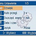 menu ustawień aparatu 1/3